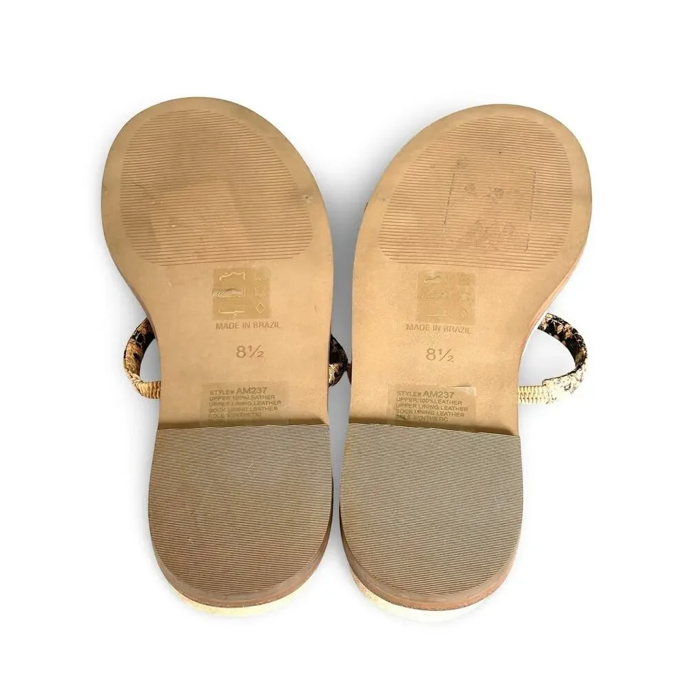Madewell Bare Slide Sandals Size 8.5 Tan & Brown Snake Skin Pattern Flats
